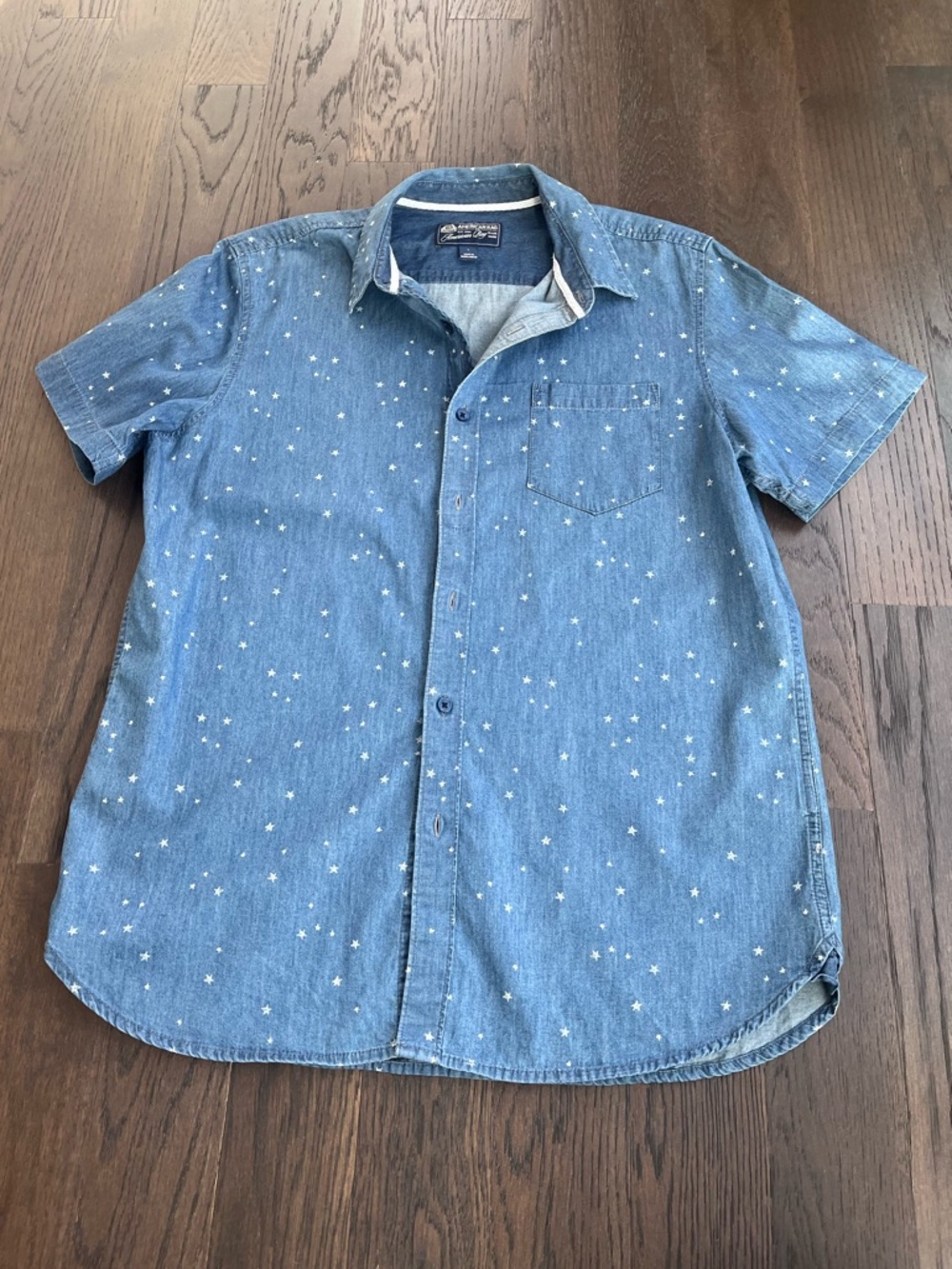 American Rag Denim Short-Sleeve Star Print Shirt
